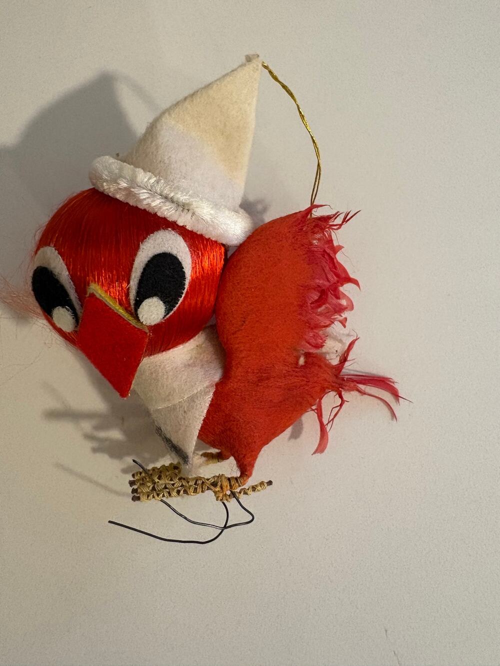 Vintage MCM Red Cardinal Christmas Ornament
